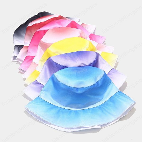 

gradient ramp bucket hats summer wide brim hat casual flat-ed basin cap sun beach caps foldable protection, Yellow