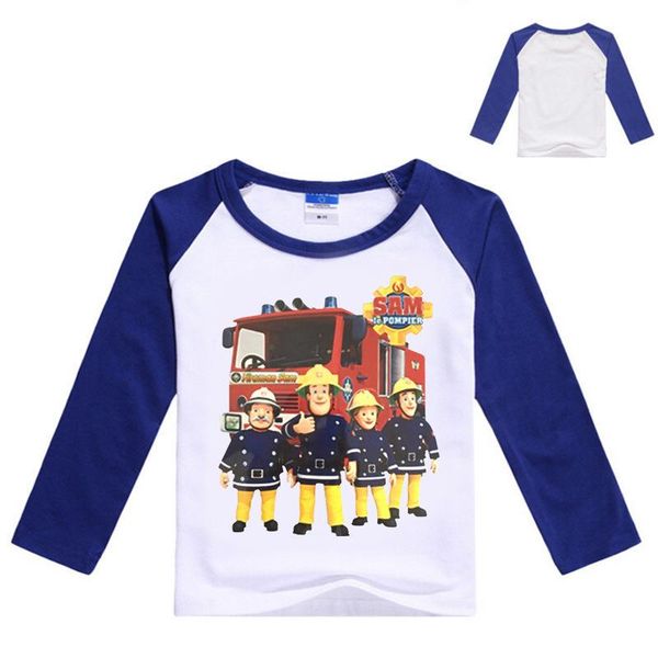 

spring baby boys clothing fireman sam shirt long sleeve tshirt shirts children t kids fashion n7153 t-shirts, Blue