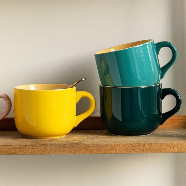 

mugs coffee 650ml ceramic candy color cup simplicity couple large capacity oatmeal breakfas milk