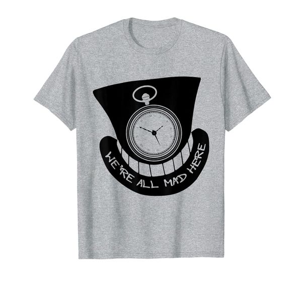 

alice in wonderland we're all mad here watch hat t-shirt, White;black
