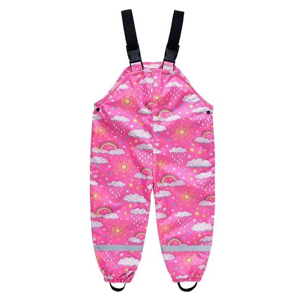 

jumpsuits baby boys girls braces overalls fashion kids children waterproof rain pants cartoon printing, Blue