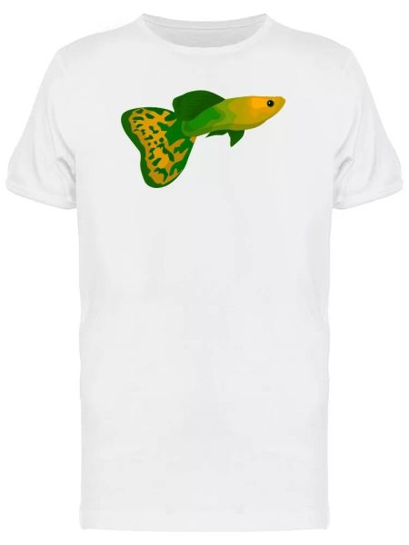 

illustration of a fish guppy tee men's -image by shutterstock, White;black
