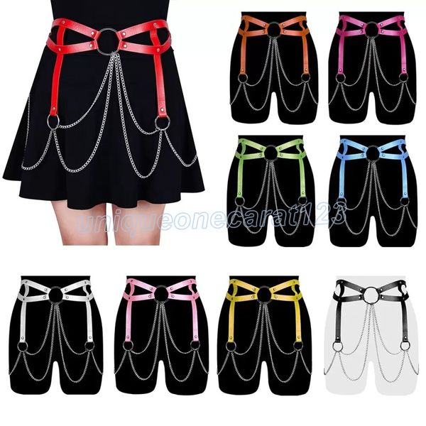 

metal belly chains costume harness for women leather waist chain rock nightclub dress punk body accessories garter rave cosplay belt lingeri, Silver
