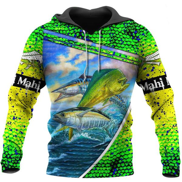 

men's hoodies & sweatshirts mahi fishing 3d all over printed mens autumn hoodie sweatshirt streetwear casual zip jacket pullover, Black
