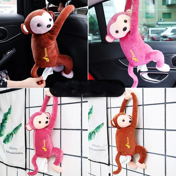 

tissue boxes & napkins creative cute animal car box hanging decoration soft plush used for sleeping pillow monkey cartoon paper napkin case