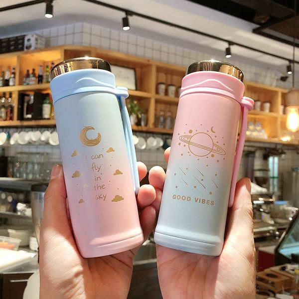 

water bottles personality dream star heat preservation cup girl heart lovely gradient color small portable