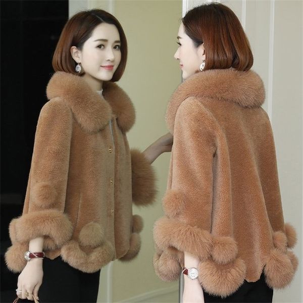 

autumn and winter imitation fur grain lamb plush coat women's korean loose 2021 new, Black