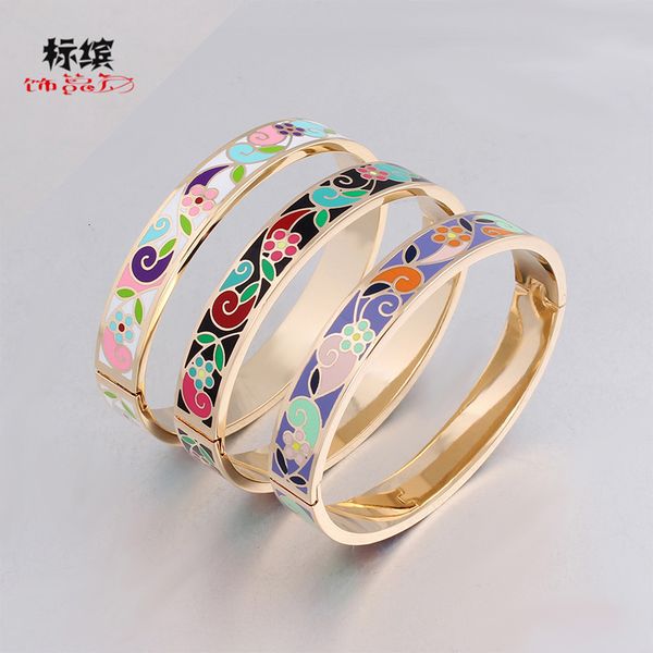 

bangles bracelets enamel color bracelet stainless steel jewelry craft, Black