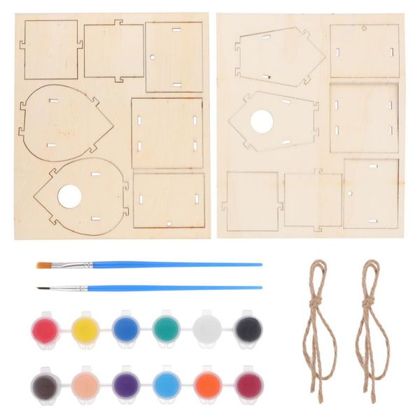 

bird cages 2 sets diy house kit for kids to build and paint great wood arts craft