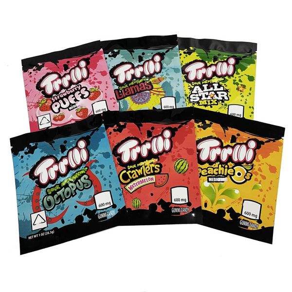 

600mg 12 designs trrlli sour brite crawlers watermelon sharks llamas bags errlli berry worm gummy edibles gift wrap