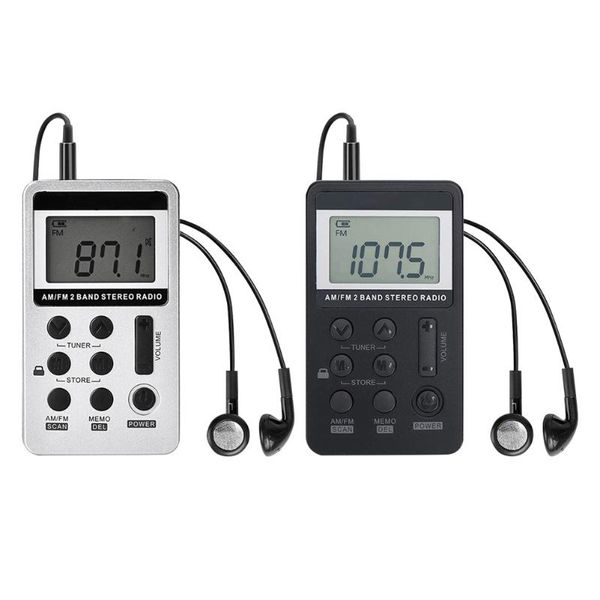 

radio dual band am/fm portable pocket digital display lcd hifi earphones battery receiver support multiple search methods