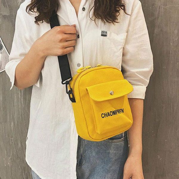 

women one shoulder canvas bags 2021 girls cute bag handbag outdoor zipper messenger for woman wallets, Red;black