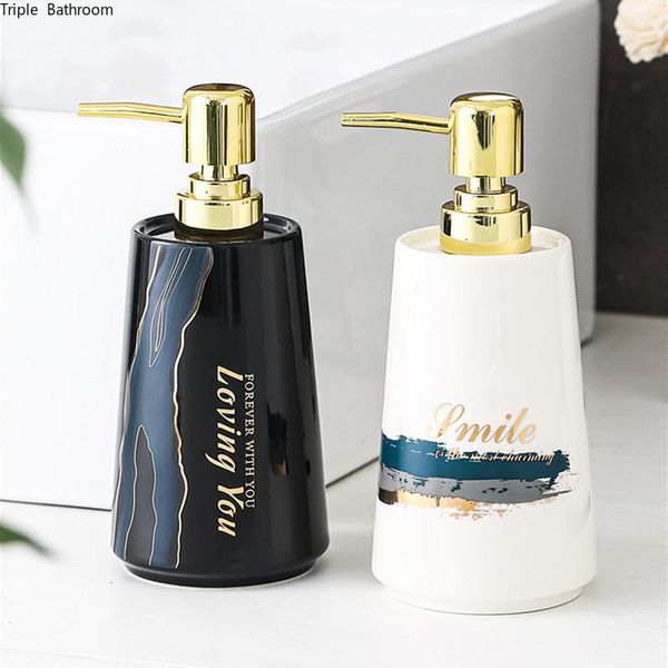 

liquid soap dispenser 1 pc 430ml shampoo bottle light luxury style ceramics solid color bathroom lotion accessories