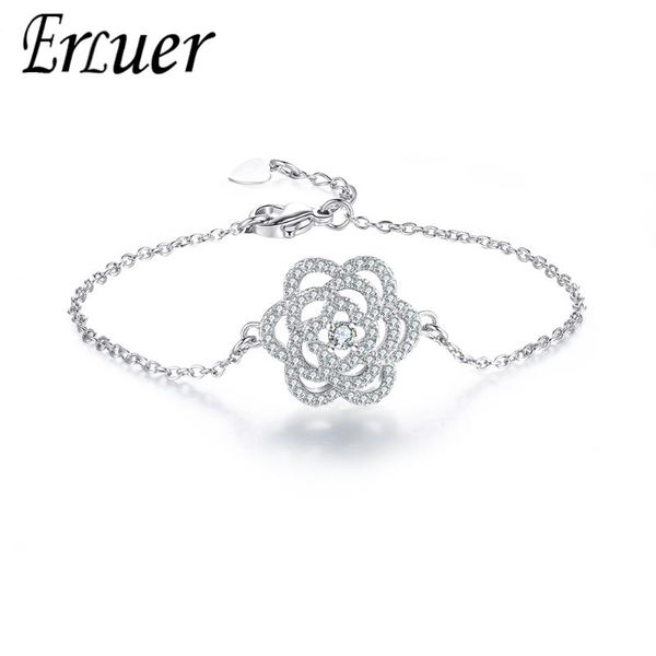 

link, chain erluer fashion adjustable luxury zircon flower women bracelet charm girl hand bangle valentine's day copper jewelry gift dl, Black