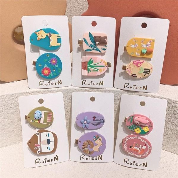 

hair accessories korean children's hairpins girl baby flower duckbill clip sweet cute plastic carton hairgrip headdress, Slivery;white