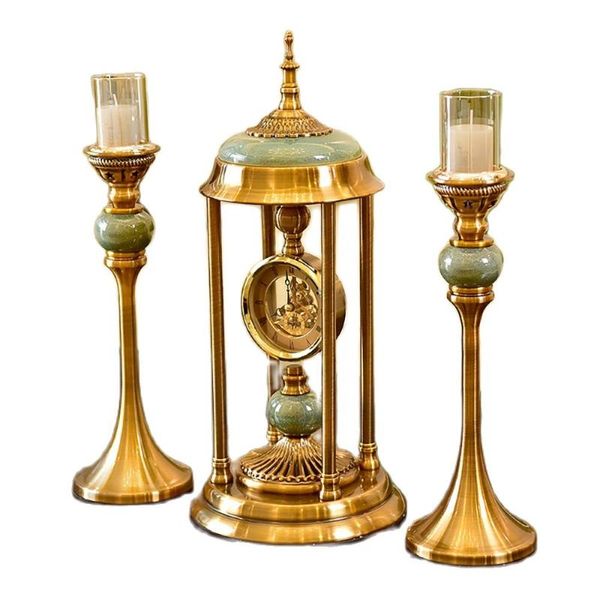 

candle holders luxury metal clocks creative gold decoration nordic retro holder silent clock modern home gifts