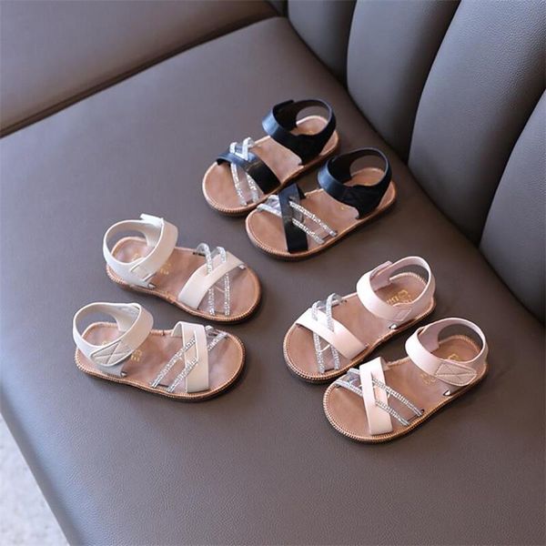 

sandals genuine leather children's 2021 summer fashion boys casual shoes open toe soft girls beach for toddler baby, Black;red