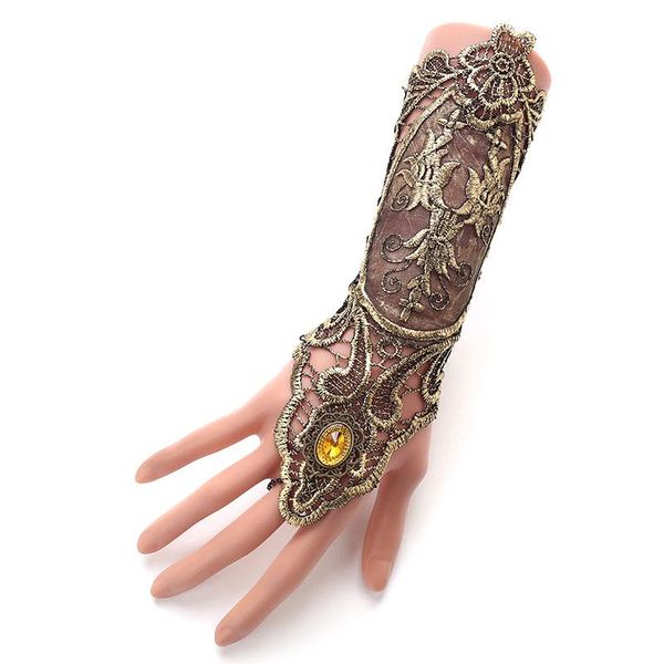 

tennis 1 pcs woman lace gloves bracelet gothic style for bride wedding party ll@17, Golden;silver