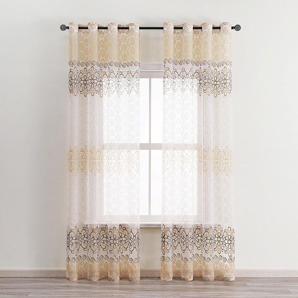

rustic burnout sheer curtains panels for living room bedroom modern kitchen voile window tulle drapes curtain &