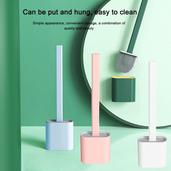 

wall mount toilet brush tpr long handle no dead corner wash soft creative bathroom cleaning accessories bath accessory set