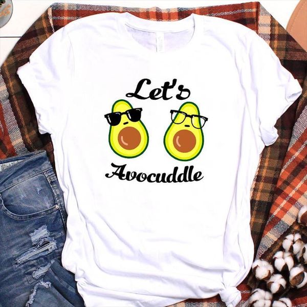 

and women lady lets cuddle mens t shirts avocado printed ladies short sleeve tee female clothes graphic, White;black