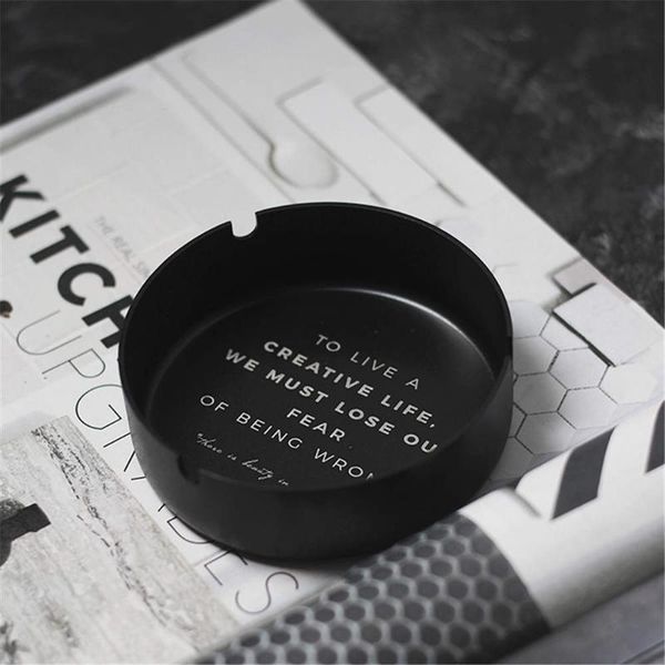 

kitchen storage & organization original nordic metal tray ashtray english letter printing matte black plate ins brass color for deskdeco