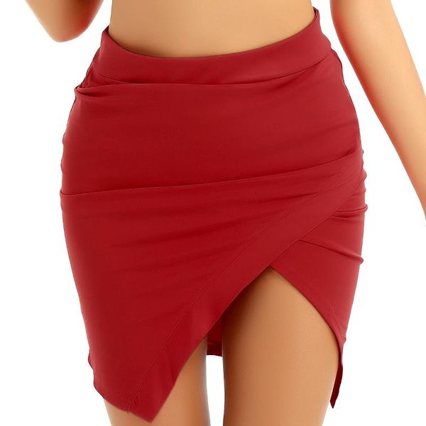 

skirts fashion summer women's solid color high waist wrap front stretchy work business casual bodycon midi pencil skirt for ladies, Black