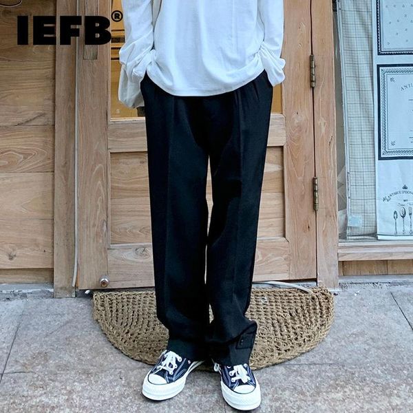 

men's suits & blazers iefb autumn black trousers straight suit pants loose wide leg casual long 2021 korean tide bottoms 9y9103, White;black