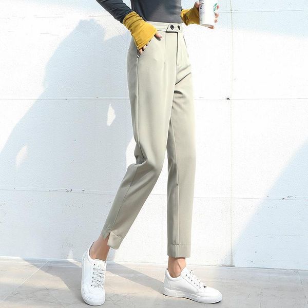 

women's pants & capris 2021 spring summer korean ol style formal harem high waist elegant office lady casual chic, Black;white