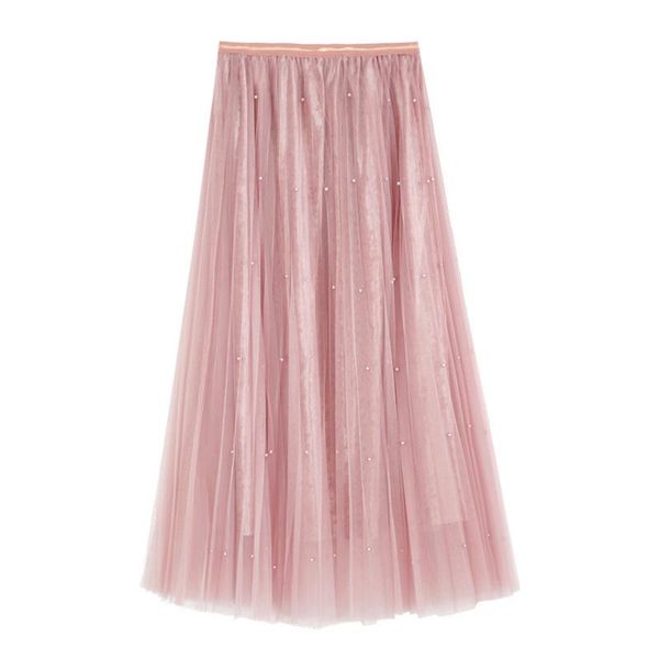 

skirts 870 # net yarn women female 2021 autumn winter nail bead show thin long skirt girl restoring ancient ways, Black