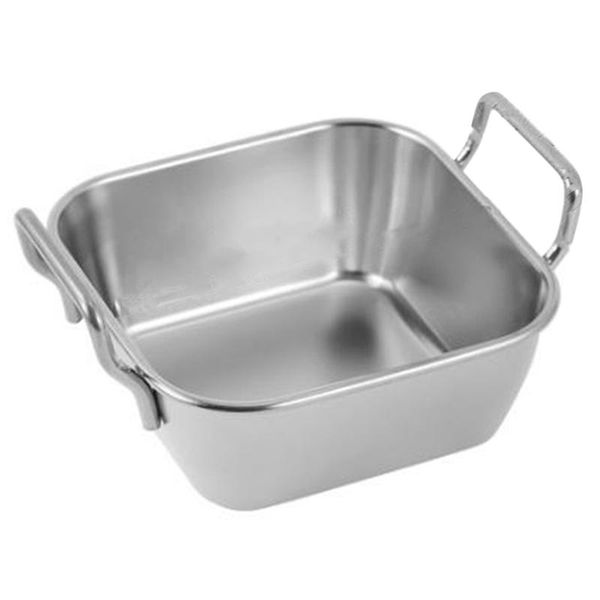 

dishes & plates stainless steel storage tray double ears fried chicken square plate snack fruit display kitchen tools