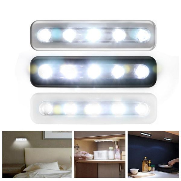 

book lights 5x bright battery under cabinet wardrobe closet kitchen push touch tap night light lamp stick on powe