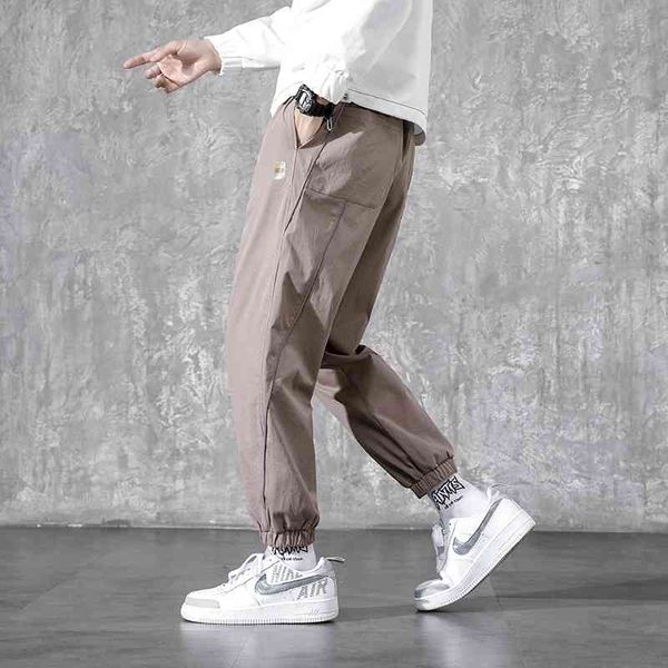 

men's pants hip hop streetwear joggers fashion men casual cargo trousers high street elastic waist harem 6tbn, Black