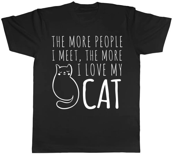 

the more i love my cat mens womens ladies t-shirt tee, White;black
