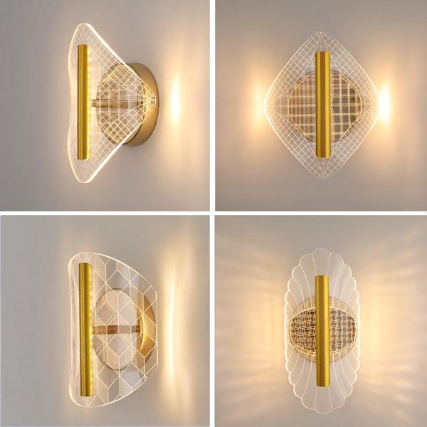 

wall lamp creative gold simple modern acrylic led super bright bedroom bedside tv background