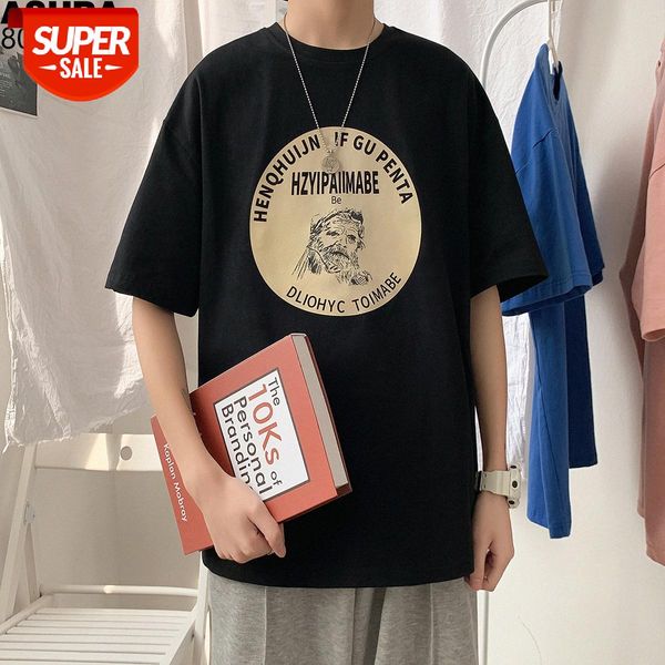 

sketch short-sleeved t-shirt male large size fat loose american retro outfit #wd5h, White;black
