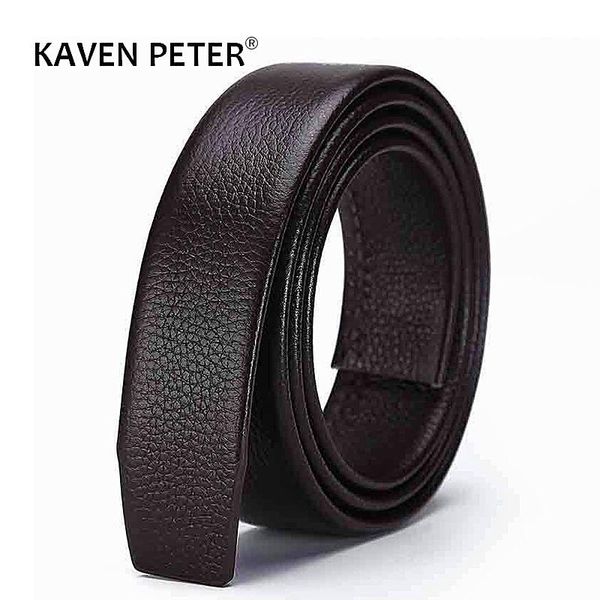 

belts men's genuine leather automatic belt without buckle grain black soft male ratchet strap 3.4 cm no, Black;brown