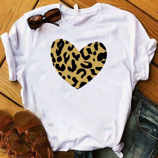 

women's t-shirt 2021 summer trend fashion lip love leopard women graphic printed cotton harajuku cute funny female, White