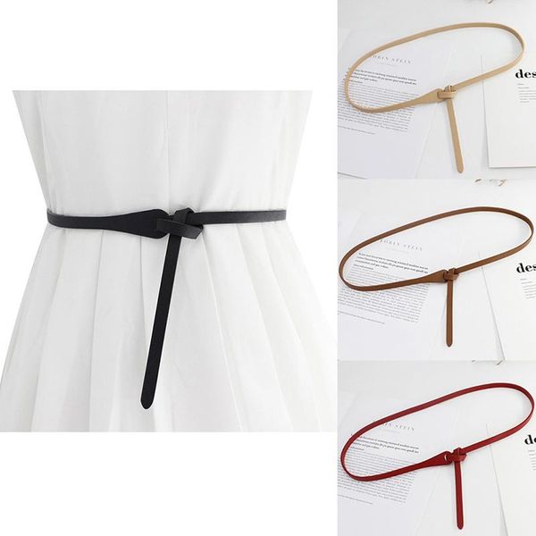 

belts belt women genuine sheep skin knotted fashion adjustable length for dress and suits wearing, Black;brown