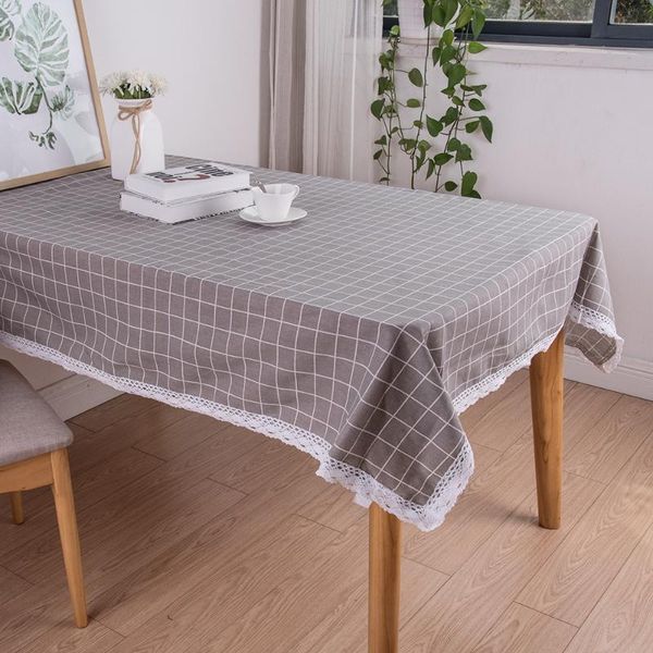

table cloth simple plaid tablecloth printed with cotton lace home decoration