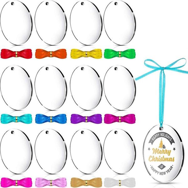

keychains acrylic transparent disc key buckle blank round labels for diy item crafts, 2 inch x 2.3 mm, Silver