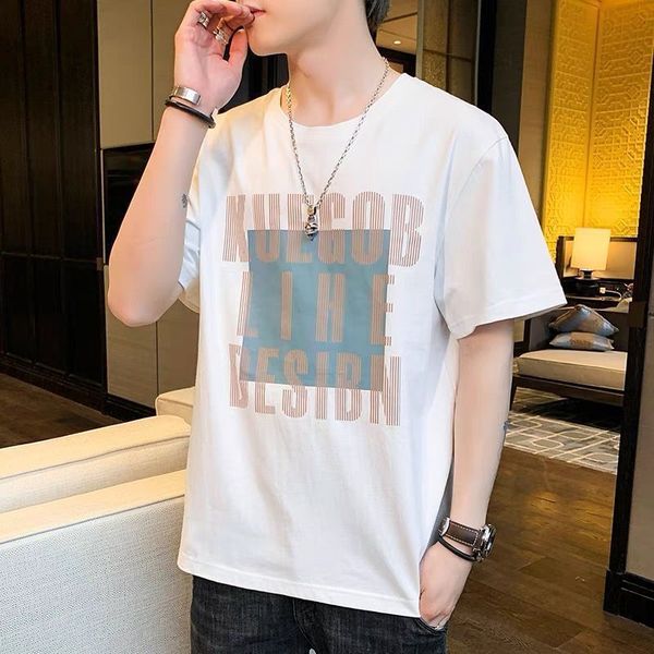 

men's t shirts short t-shirt spring and summer loose casual korean fashion with cloth brand half sleeved bottomed shirt t, White;black