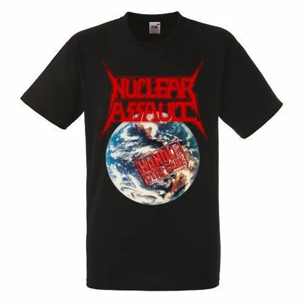 

nuclear assault handle with care black herren t-ahirt men rock band tee, White;black