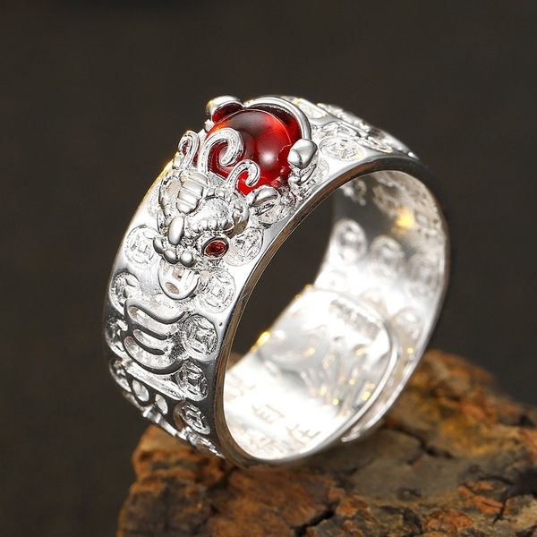

udcp chen heart sutra thai silver men's and women's six character truth garnet rose silver band rings garnet gold gold ring