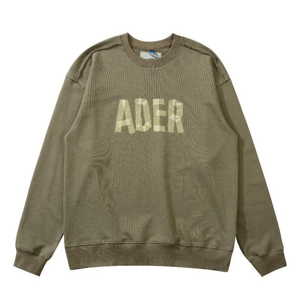 

men's hoodies & sweatshirts ader error folding embroidery letter round neck men women 1:1 thick fabric loose, Black