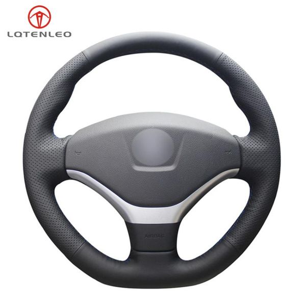 

steering wheel covers lqtenleo black pu artificial leather hand sew car cover for 308 2012-2021