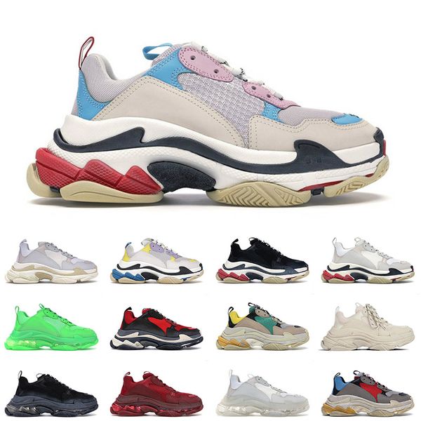 OG Wholesale 2021 Triple S Flat Casual Shoes Mens Mens Women Sneakers 17FW Paris Vintage Old Rainbow Designer Luxurys Sports Dad Shoe 36-45