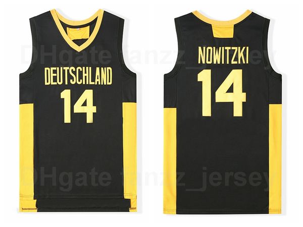 

men moive deutschland 14 dirk nowitzki jersey basketball university team color black sewn on breathable pure cotton sports all stitched exce