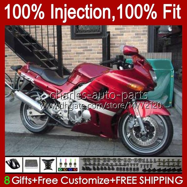 Injecção OEM Body for Kawasaki Ninja Zzr 600 400 ZZR400 Red Factory 1993 1994 1995 1996 1997 1998 1999 84HC.95 ZZR600 ZZR-400 ZZR-600 00 01 02 03 04 05 06 ABS Fearding