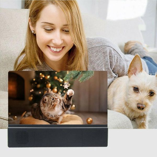 

mobile phone screen 12" 3d magnifier hd video stereo speaker for smart phones cell mounts & holders